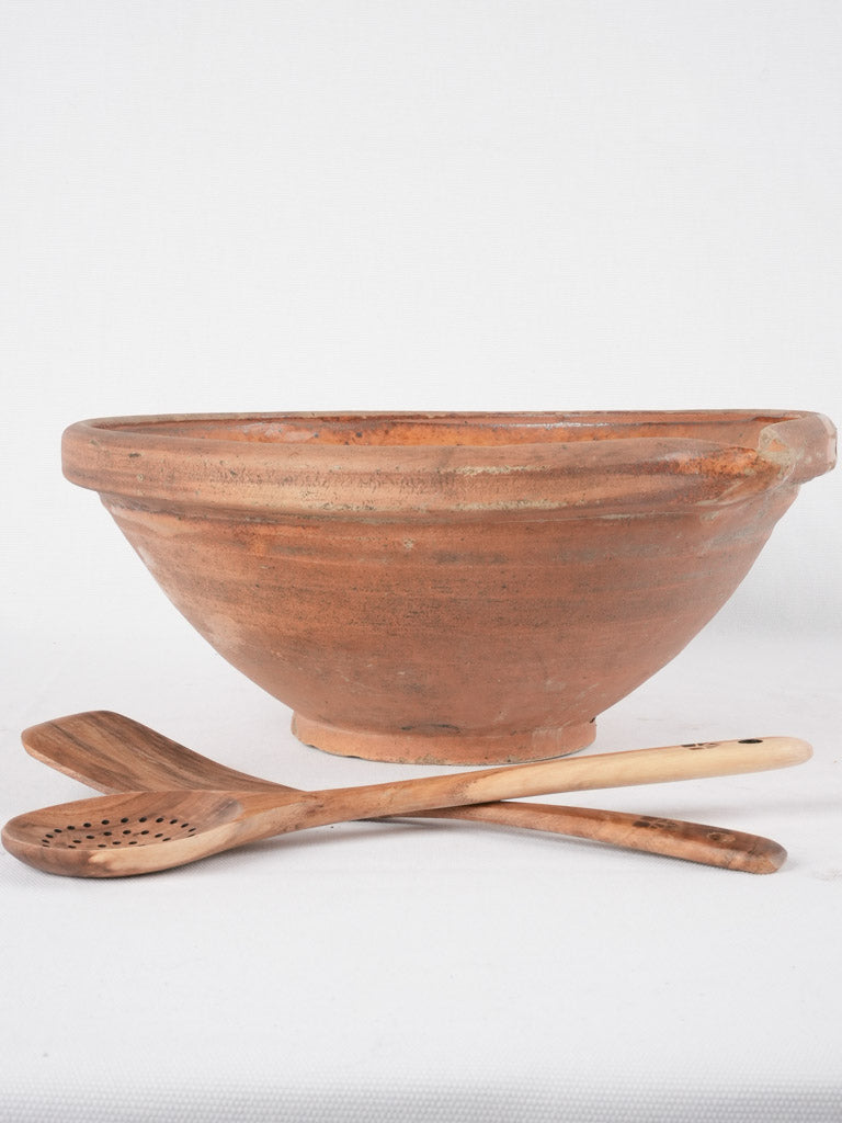 Vintage Brown Large Mixing Bowl Heavy Pottery Stoneware USA