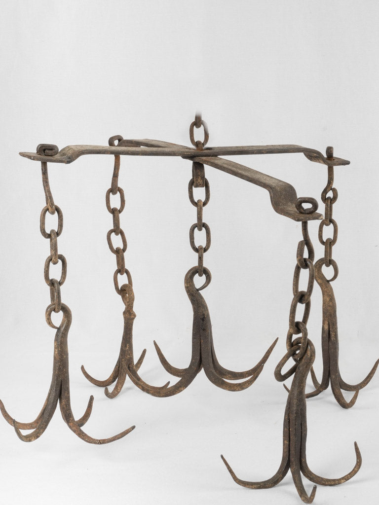 French Antique Cast Iron Meat or Sausage Hook Hanging Metal Loops Hook  Kitchen or Store Décor 