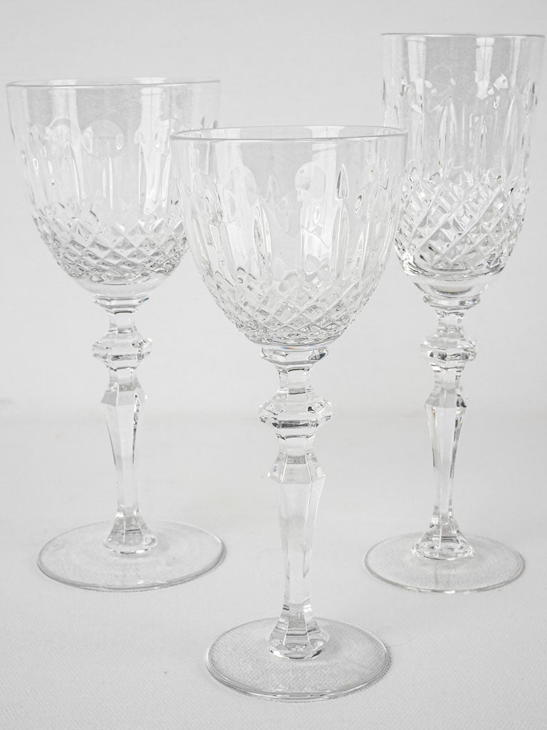 VINTAGE REAL LEAD CRYSTAL HAND CUT WINE STEM GLASSES