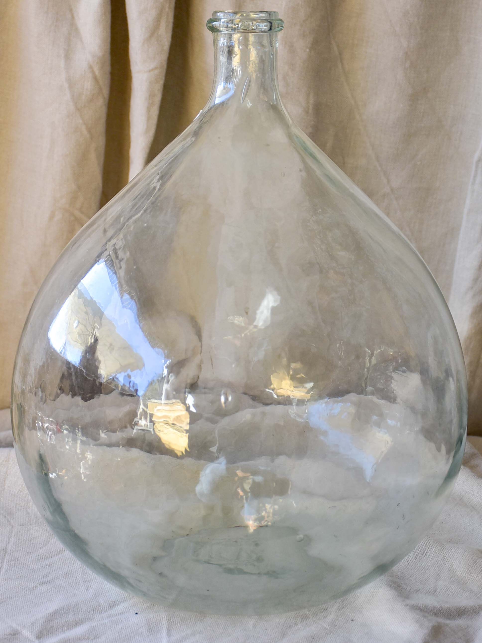 Large Antique French Glass Demijohn Bottles - Cylinder Shape