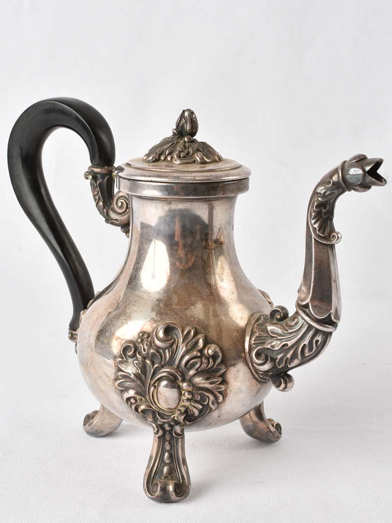 Vintage Ornate Silver Plate Teapot Grape & Leaf Motif St 