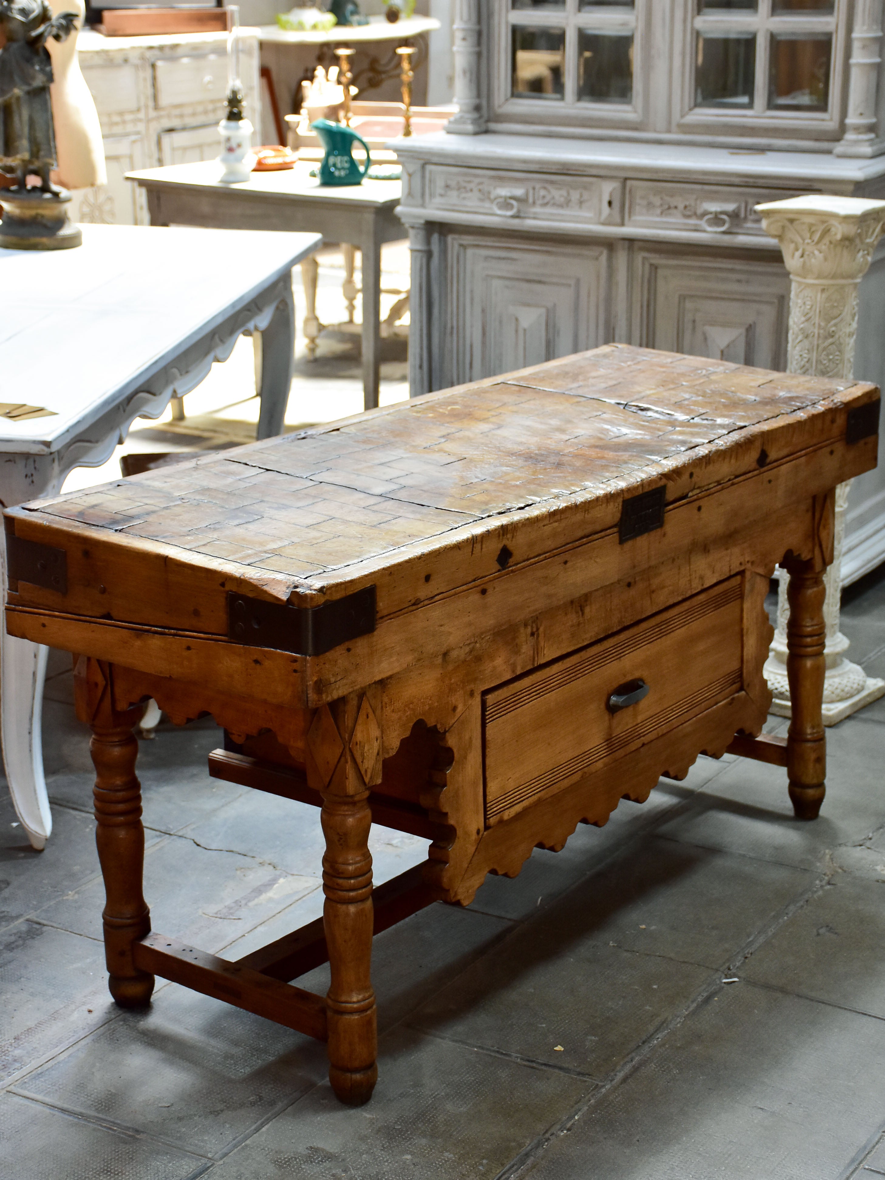 Vintage French Butcher Block Table – The Vintage Rug Shop