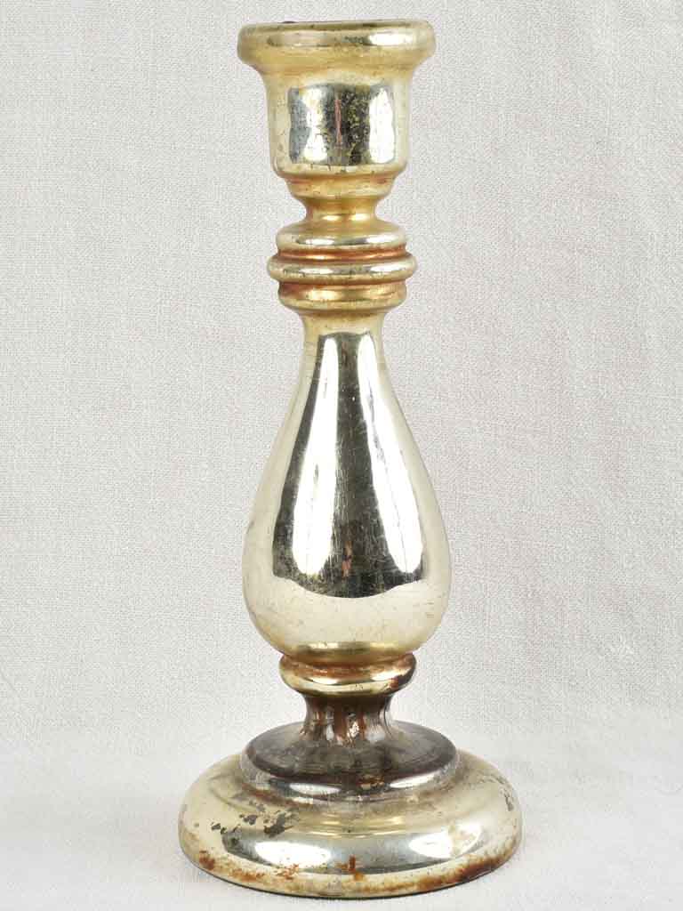 Antique Mercury Glass Candlestick - Silver 11¾