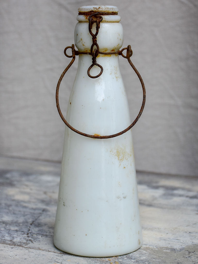 Vintage French Glass Milk Bottle –