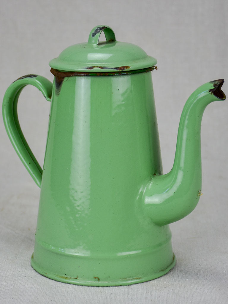 1950 s enamel coffee pot pea green 8