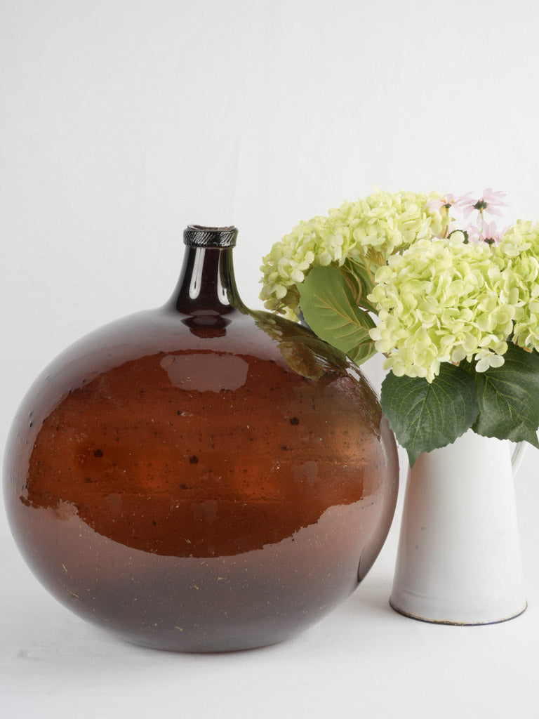 Handblown amber demijohn decorative piece