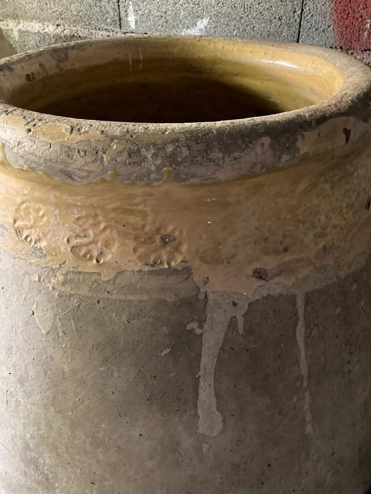 Weathered clay olive storage pot