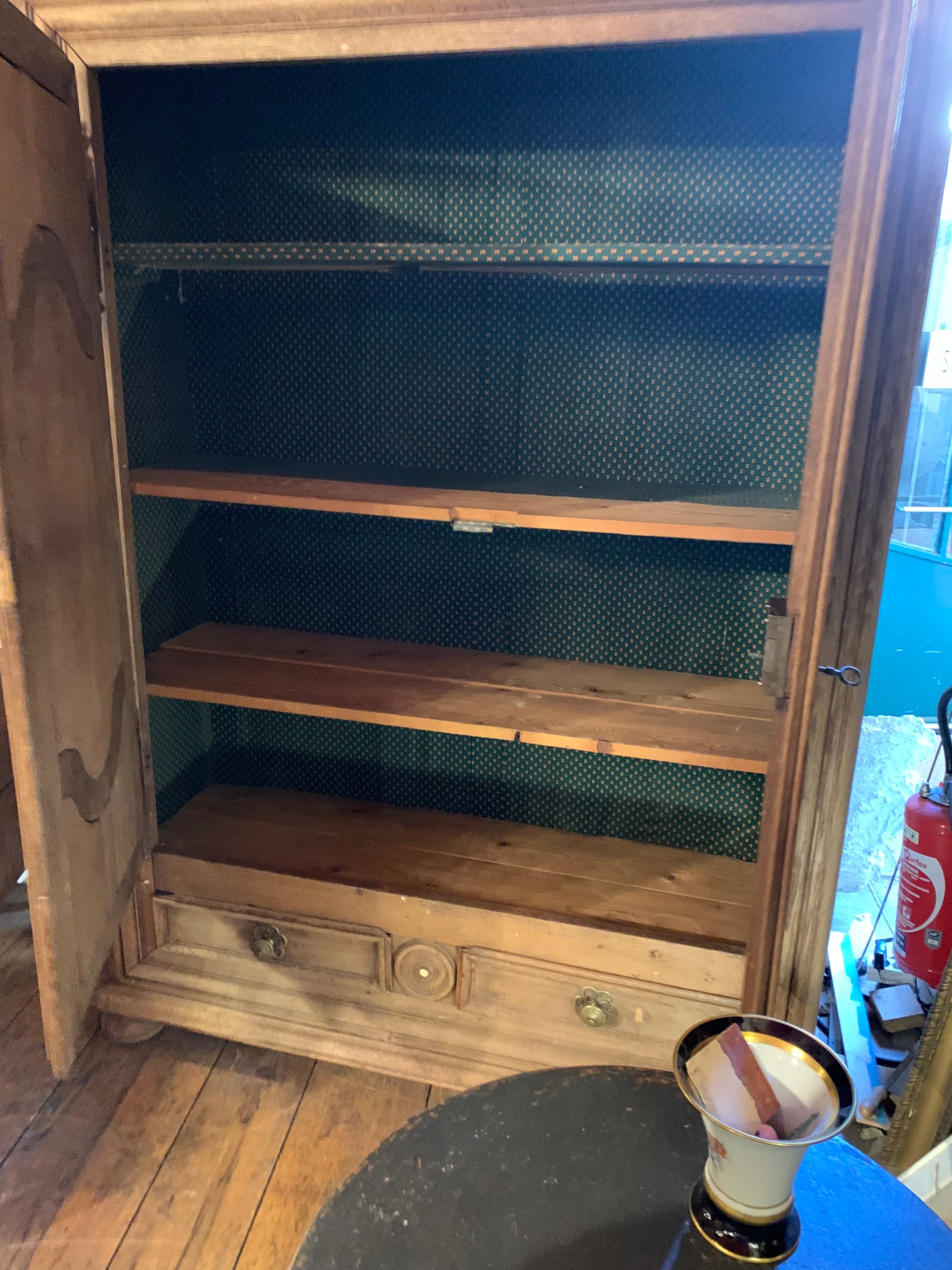 Vintage carved wood storage cabinet