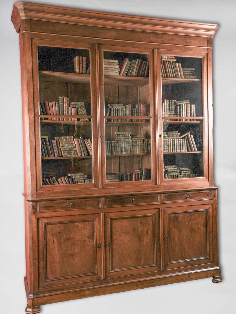 Large antique Provencal glass bookcase