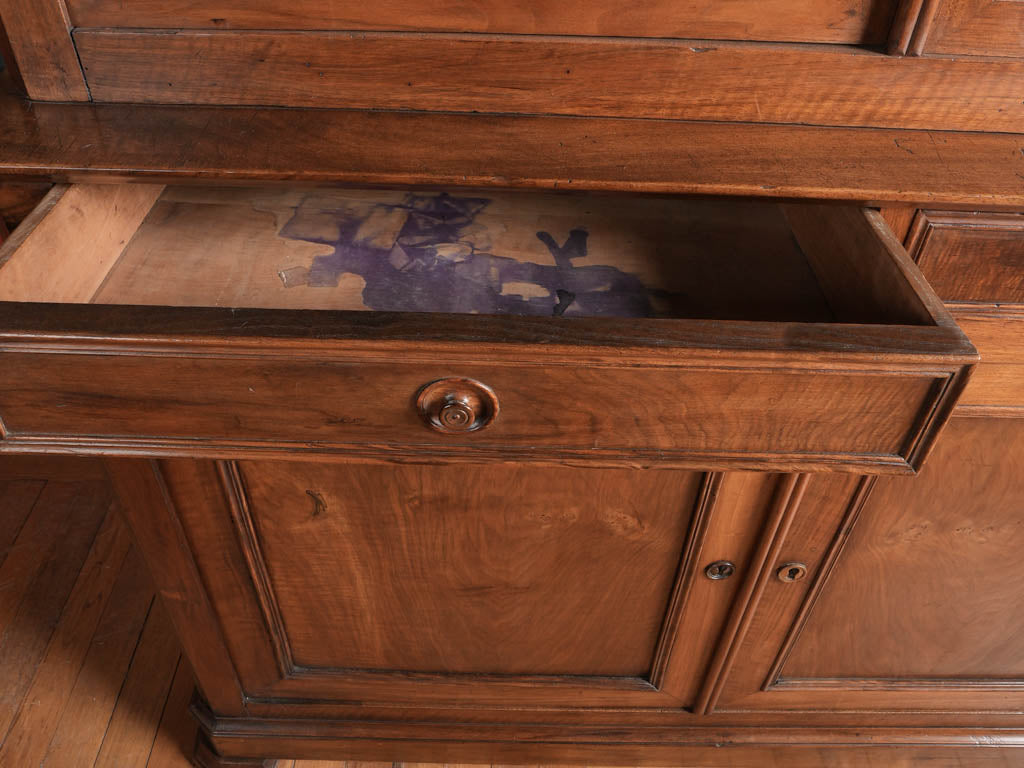 Traditional French walnut library bookcase