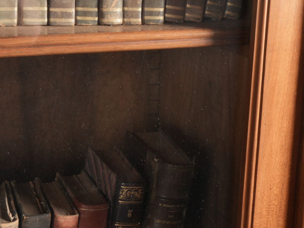 Vintage Provencal walnut bookcase cabinet