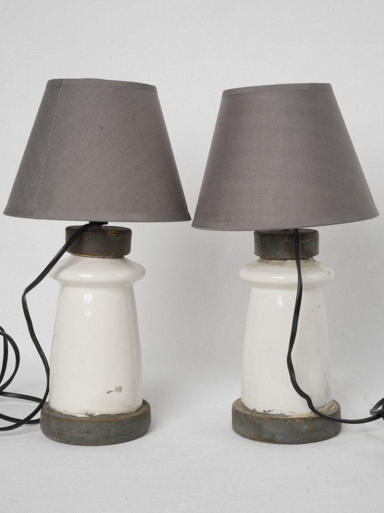 Brown-shaded French ceramic lamps  