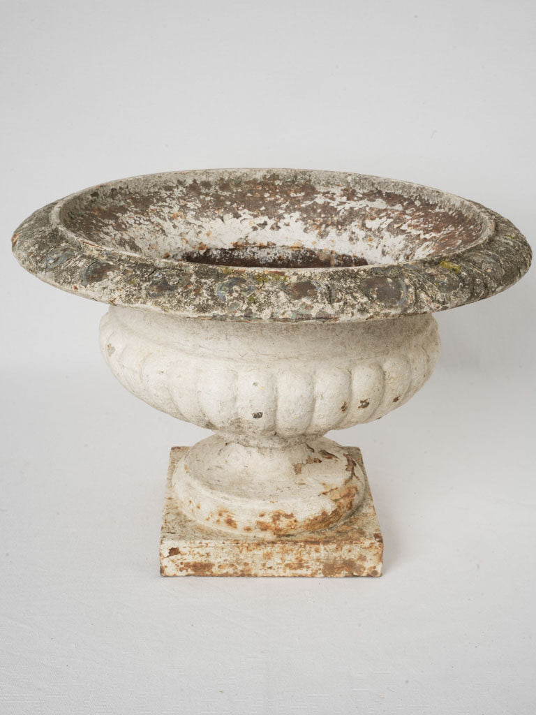 Late 19th-Century Cast-Iron Campana Planter w/ White Patina - 13"