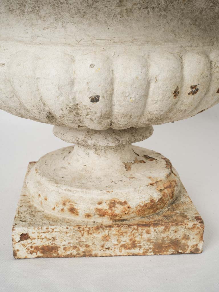 Late 19th-Century Cast-Iron Campana Planter w/ White Patina - 13"