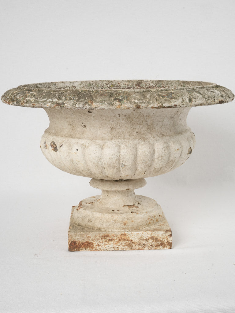 Late 19th-Century Cast-Iron Campana Planter w/ White Patina - 13"