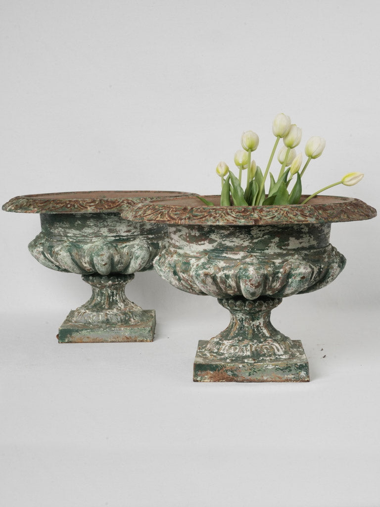 Elegant mixed patina urns