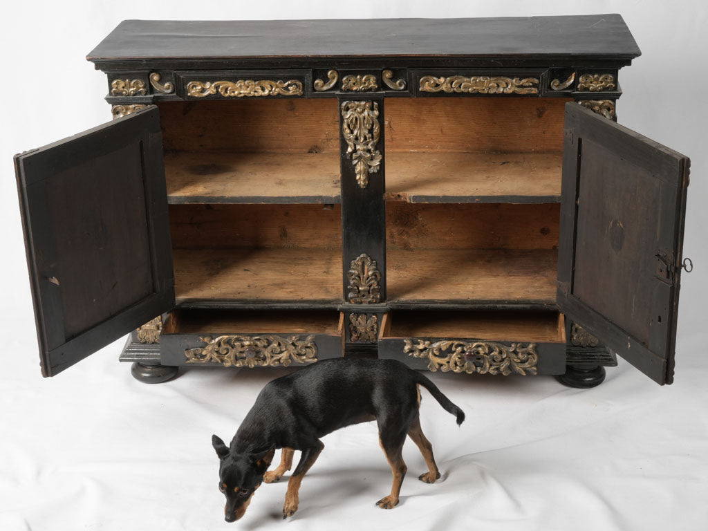 Luxurious 17th-century carved wooden cabinet