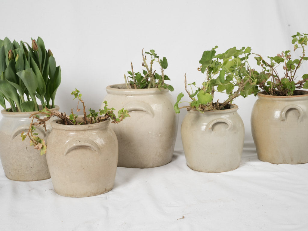 Collectible aged ironstone crock pots