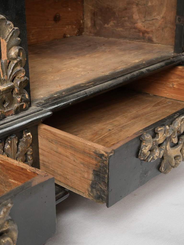 Graceful 17th-century carved wooden cabinet