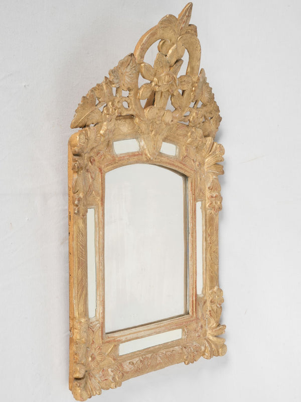 Ornate Louis XIV gilded floral mirror