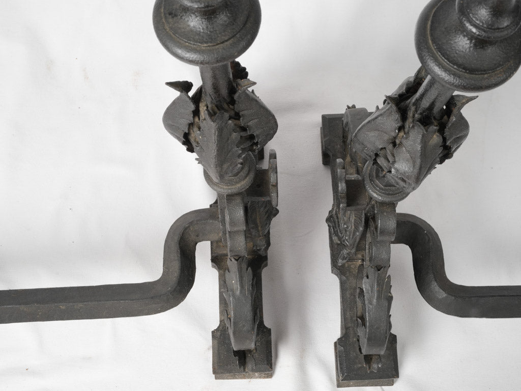 Exquisite 19th-century patina firedogs