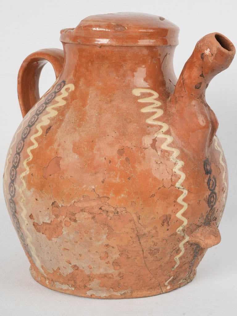 Rare 19th-century terracotta fisherman's jug