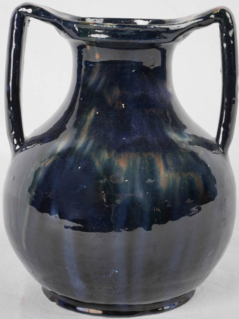 Antique blue-glazed double-handled vessel