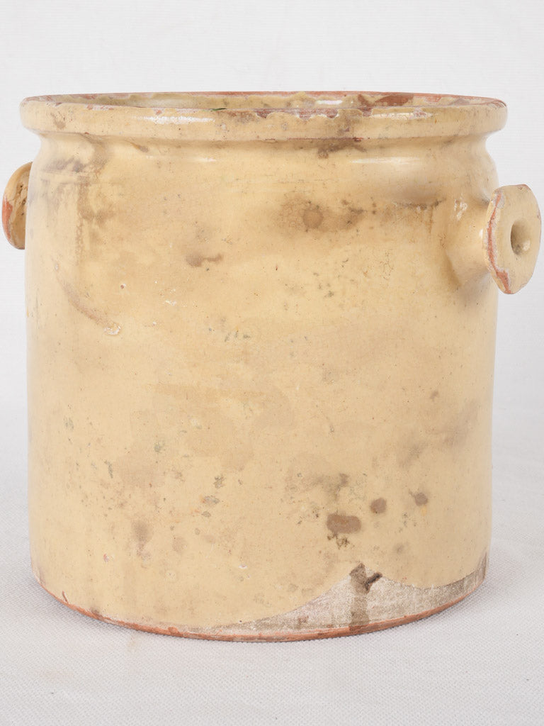 Antique French confit pot, yellow glaze