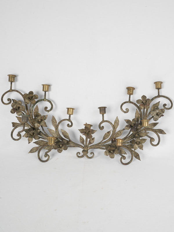 Vintage iron wall candelabra