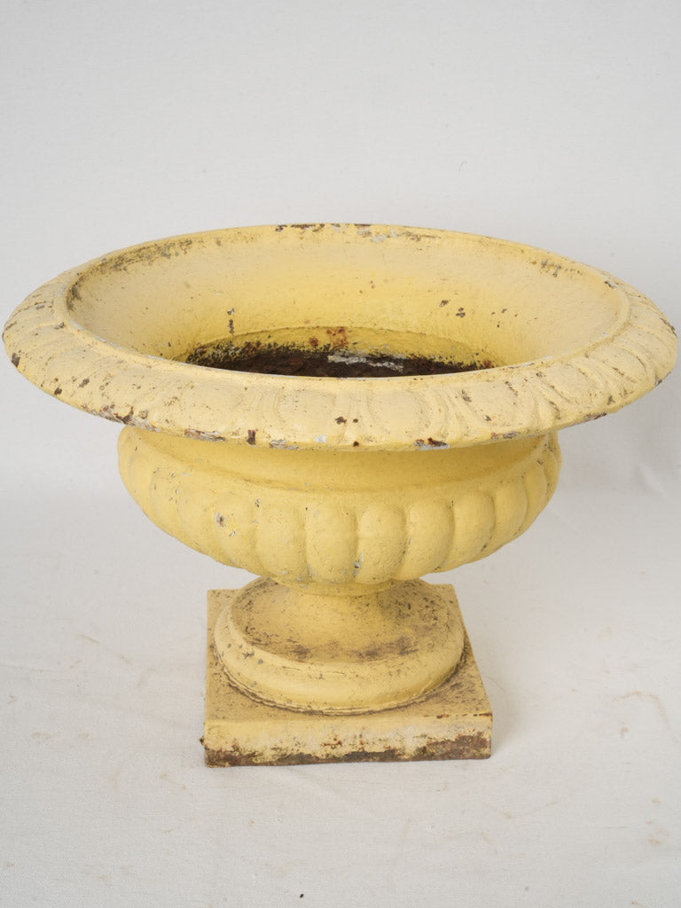 Late 19th-Century Yellow Cast-Iron Campana Planter - 13"