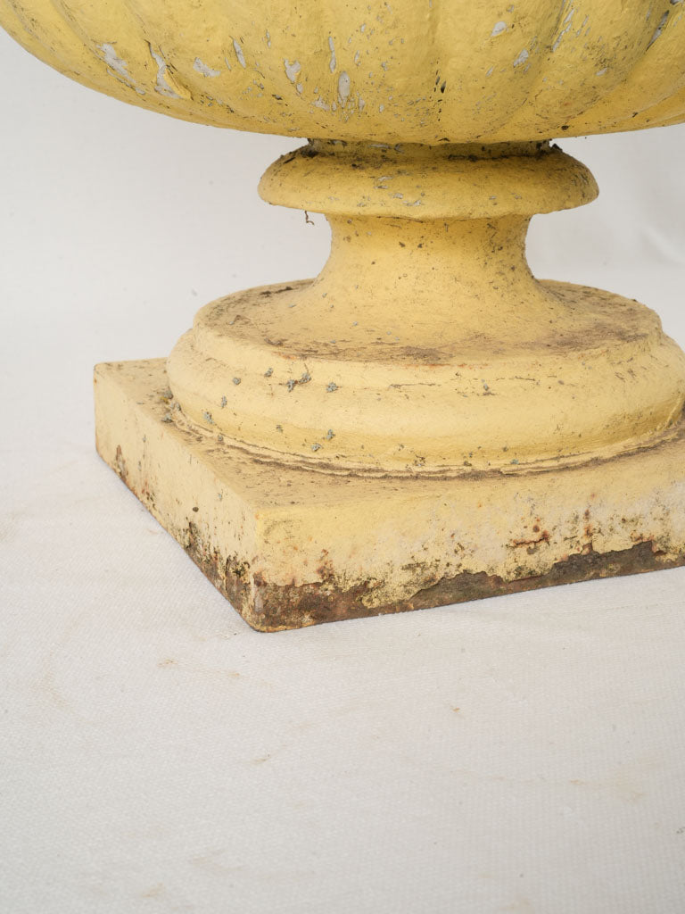 Late 19th-Century Yellow Cast-Iron Campana Planter - 13"