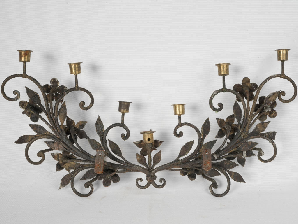 Rustic iron floral candleholder