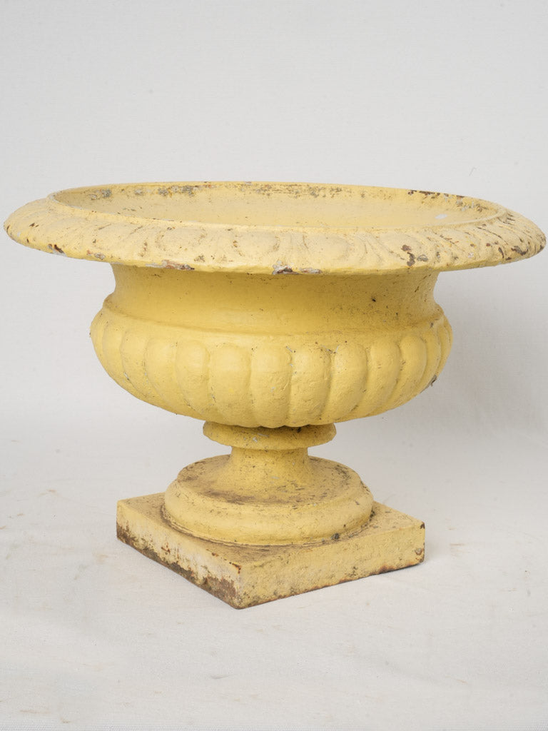 Late 19th-Century Yellow Cast-Iron Campana Planter - 13"