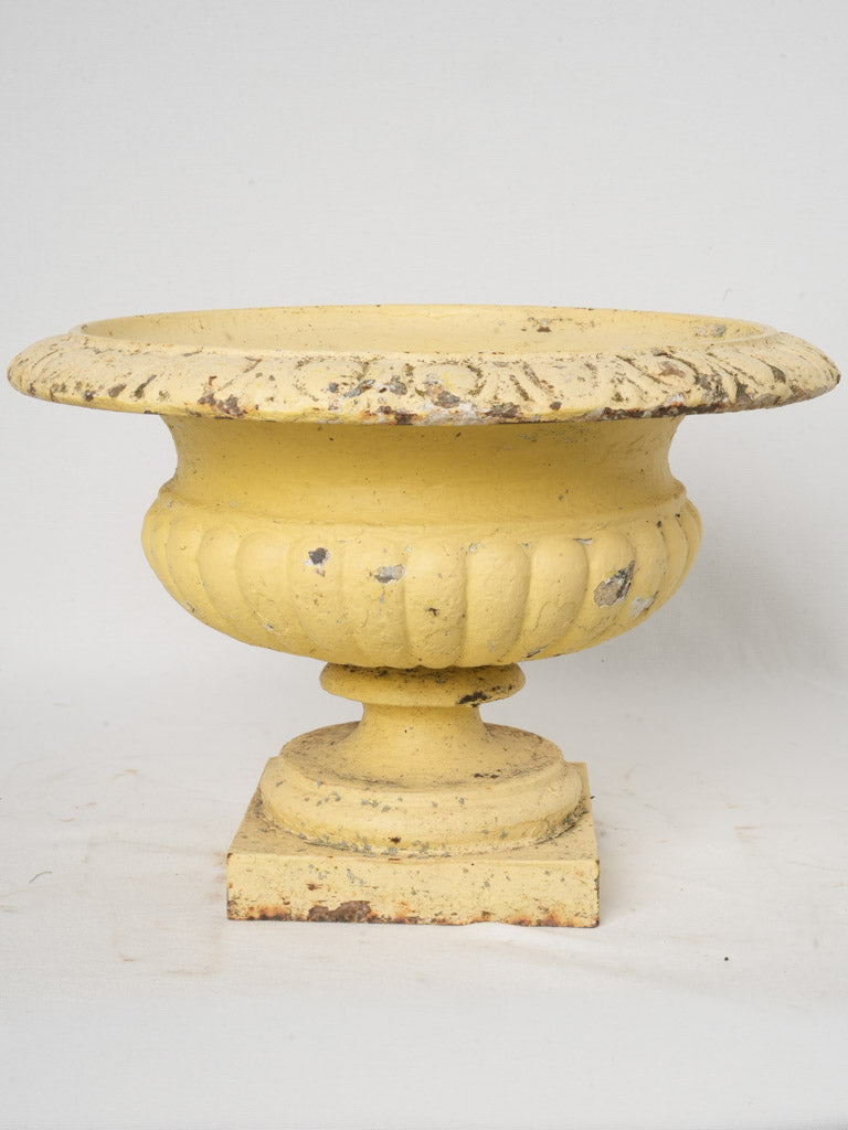 Late 19th-Century Yellow Cast-Iron Campana Planter - 13"