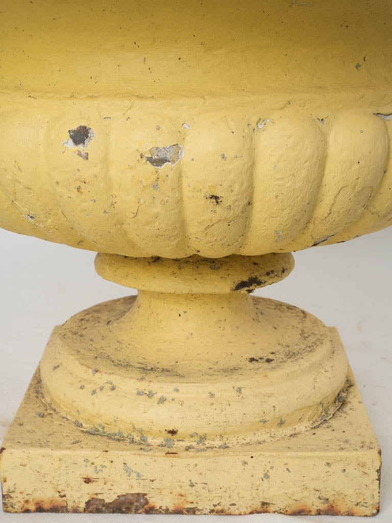 Late 19th-Century Yellow Cast-Iron Campana Planter - 13"