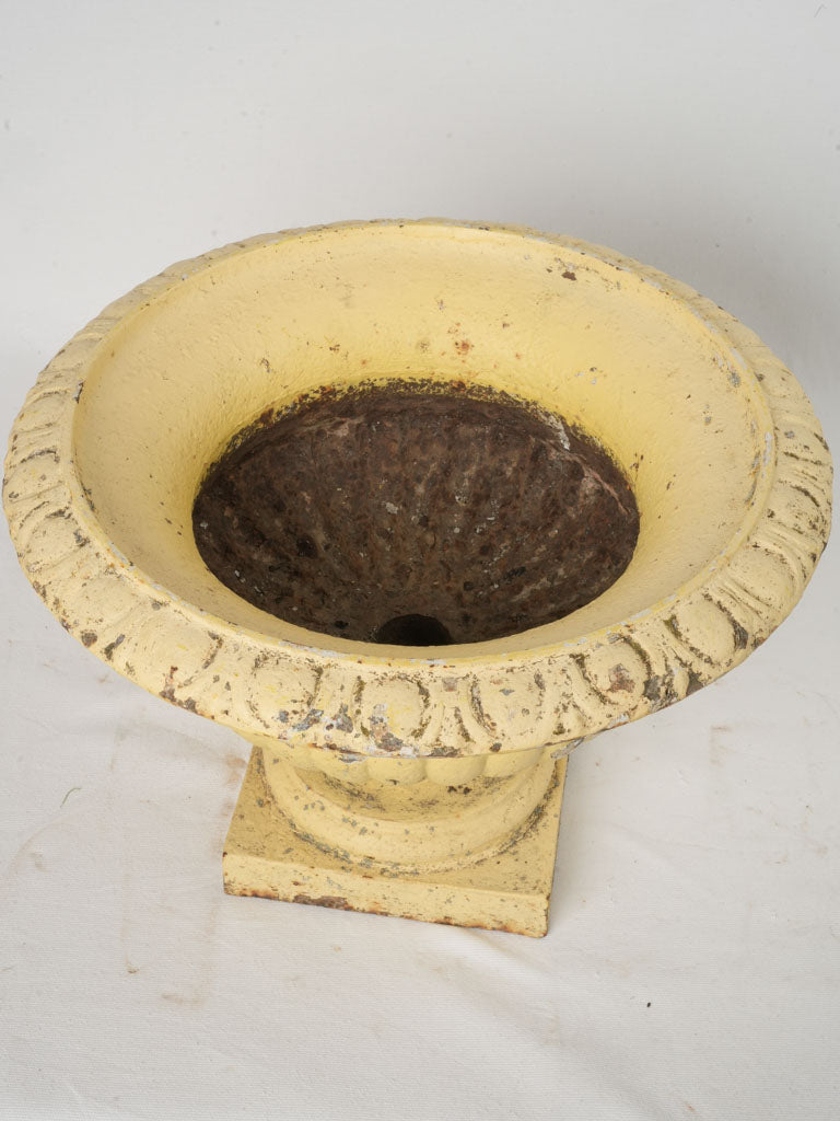 Late 19th-Century Yellow Cast-Iron Campana Planter - 13"