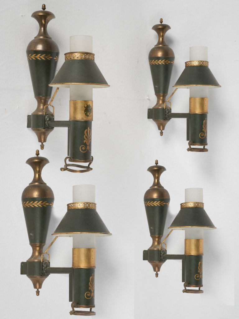 Neo-Classical, Elegant, Dark Green, Urn-Shaped Wall Lights