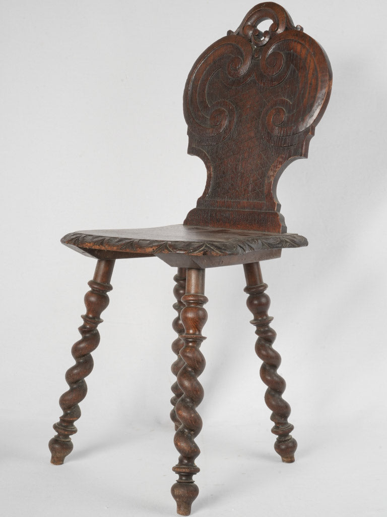 Antique oak mountain chalet chair