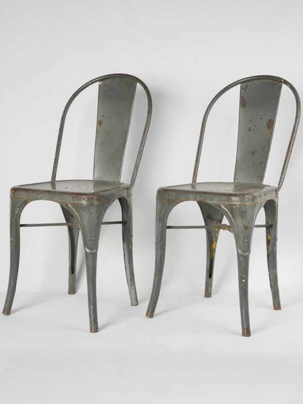 Vintage, rustic, metal, grey, patina, industrial chairs