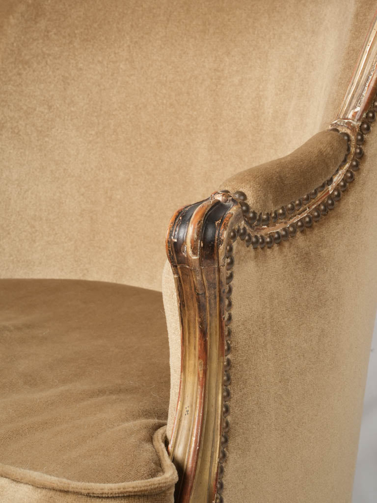 Regal gilded wood bergere armchair