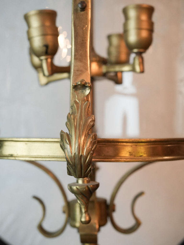 Aged Gilt Bronze French Entryway Chandelier