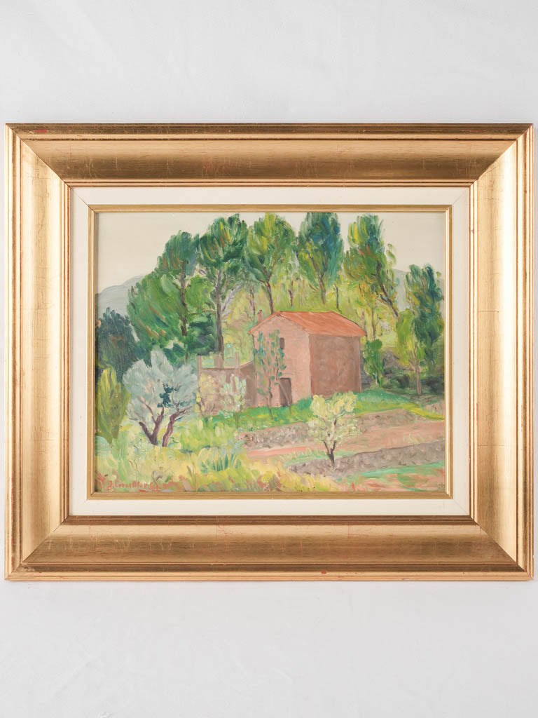 Vintage Naive Provencal Landscape Painting