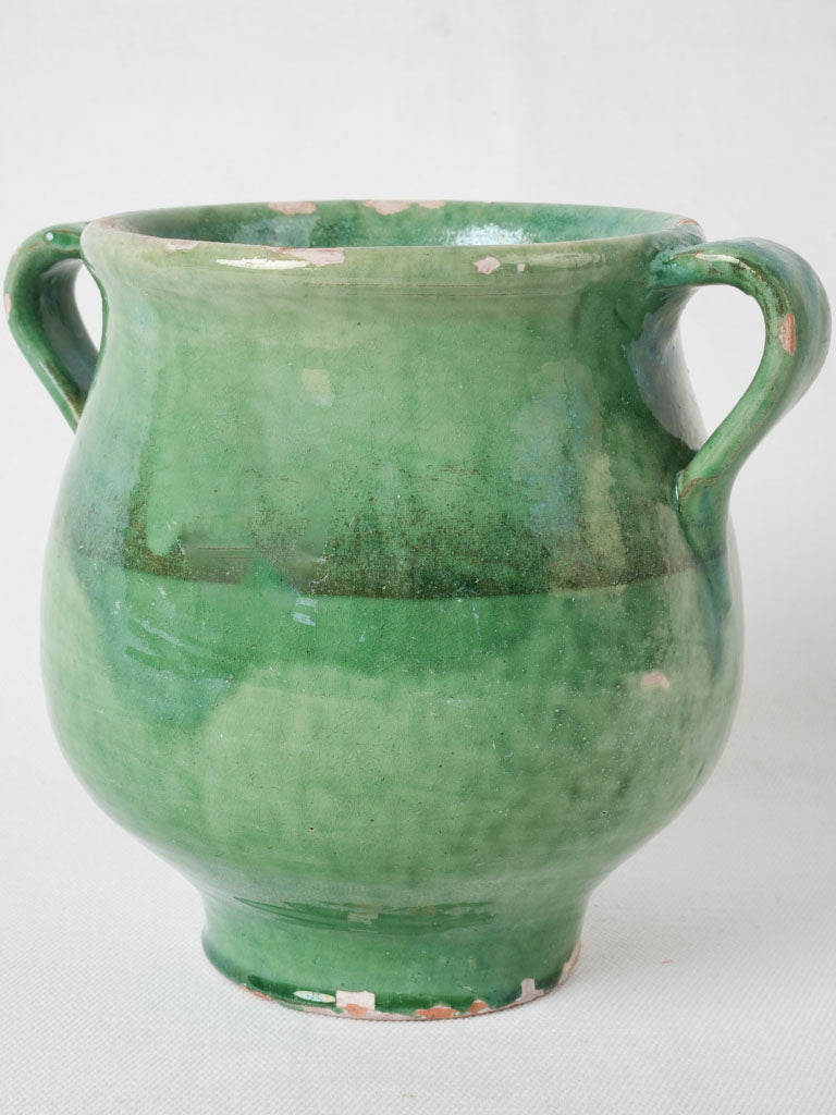 Vintage Provence bulbous green crock