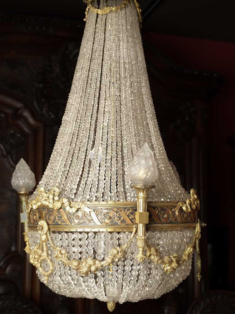 Ornate, regal bronze Louis XVI chandelier