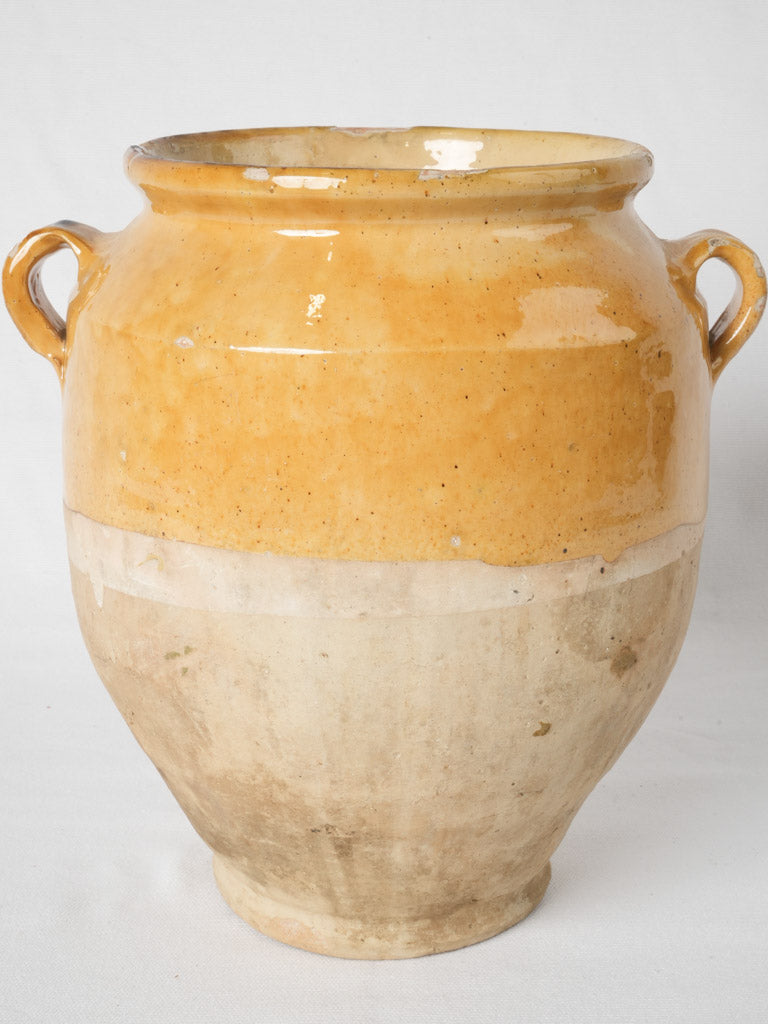 Vintage French yellow terracotta confit pot