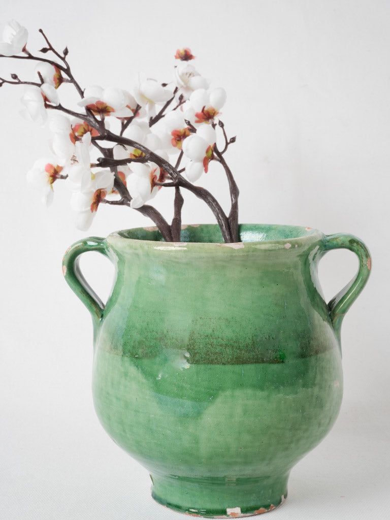 Antique French green glazed confit pot