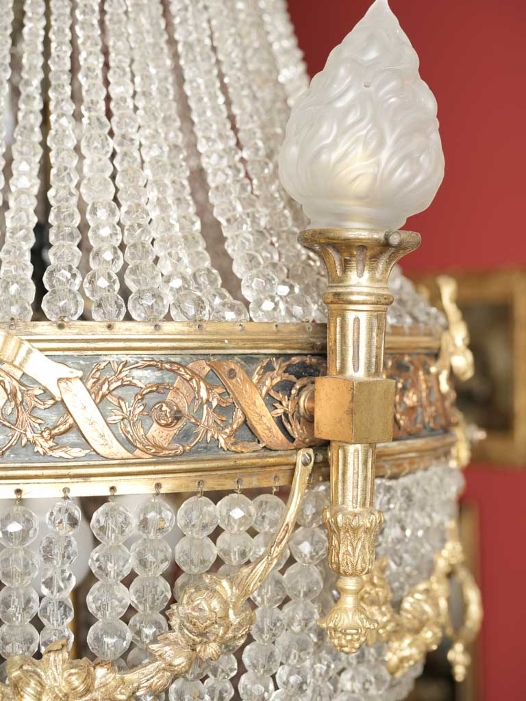 Remodeled, ornate gilt bronze chandelier