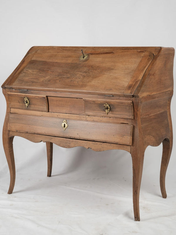 Elegant French provincial solid walnut bureau