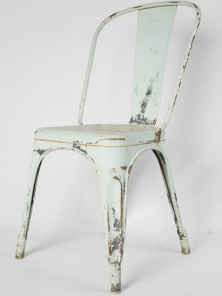 Distressed vintage Tolix chair, pale blue