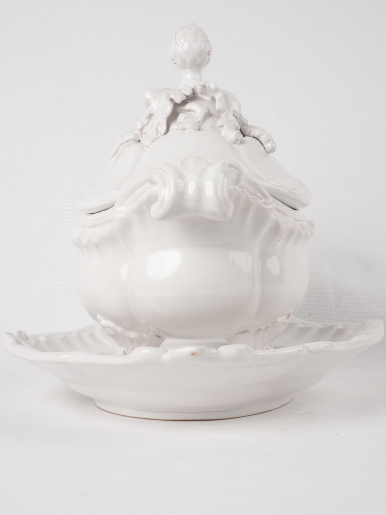 Moustiers soup tureen and platter - white